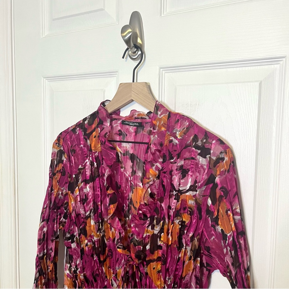 ✧･ﾟvtn pink funky floral open-front top